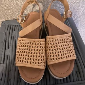 beige platform wedges